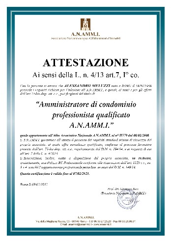 Studio Meluzzi Amministratore di condominio associato alla A.N.A.MM.I. in regola con le norme di Legge
